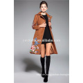 Dame Fashion Coat Herbst Winter Chic Trench Mantel khaki Navy Blue Color Overcoat Frauen